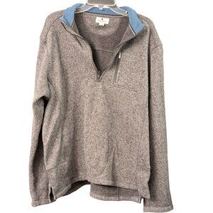 Woolrich Fleece Sweater Men's XL Gray 1/4 Zip Long Sleeve Knit Pullover Warm